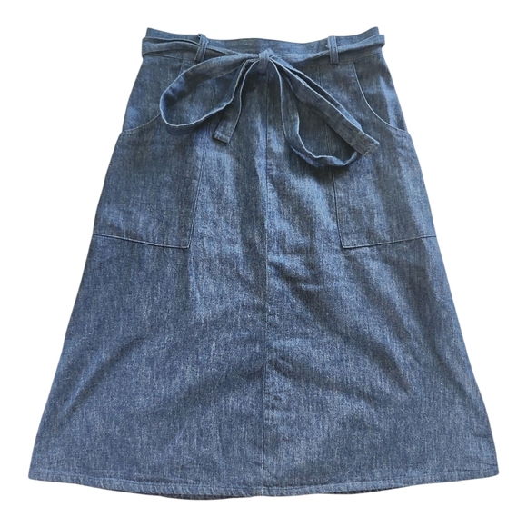 Patterns Size 16 Denim A-Line Skirt 100% Cotton Tie Waist Pockets - Picture 1 of 7